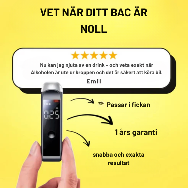 Blås säkert ™ | Alkoholmätare | Kontrollera din alkoholhalt i blodet innan du kör