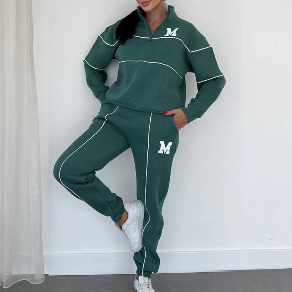 Comfy 2-delat set med loungekläder - andningsaktiv topp och byxor för damer