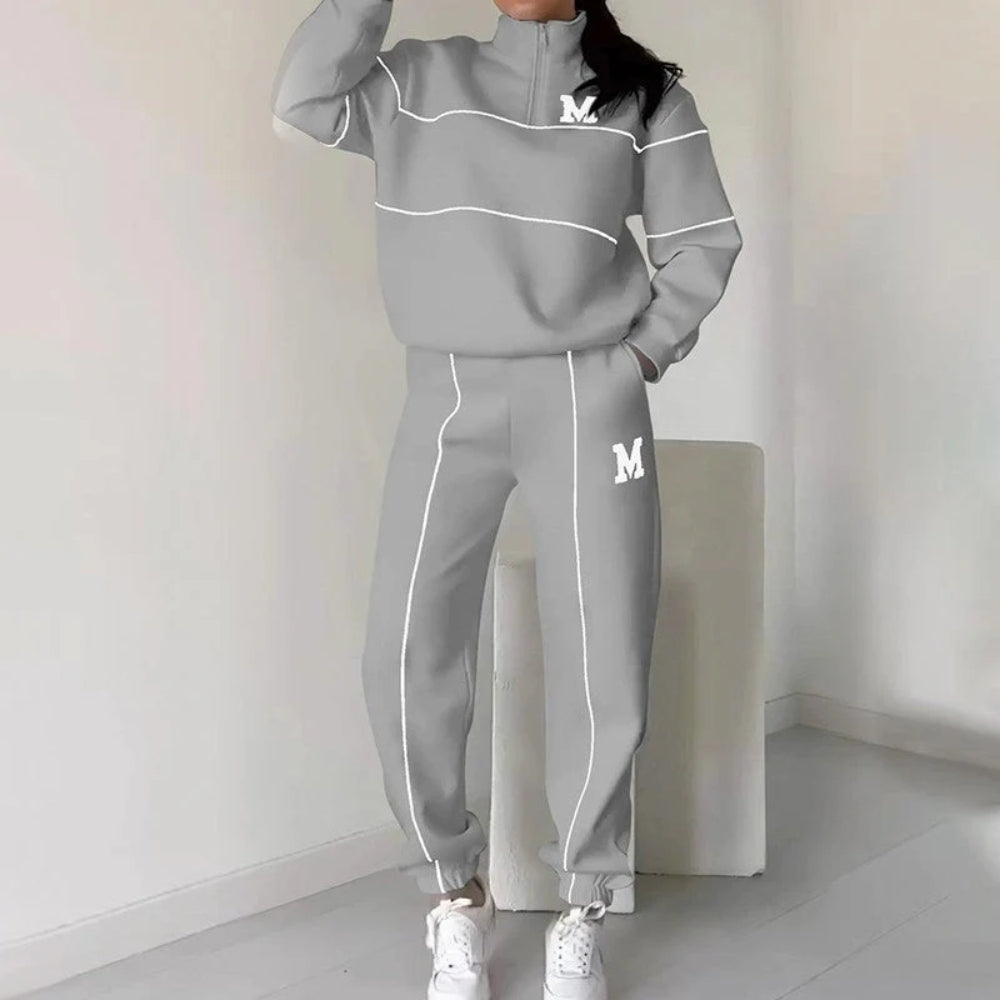 Comfy 2-delat set med loungekläder - andningsaktiv topp och byxor för damer