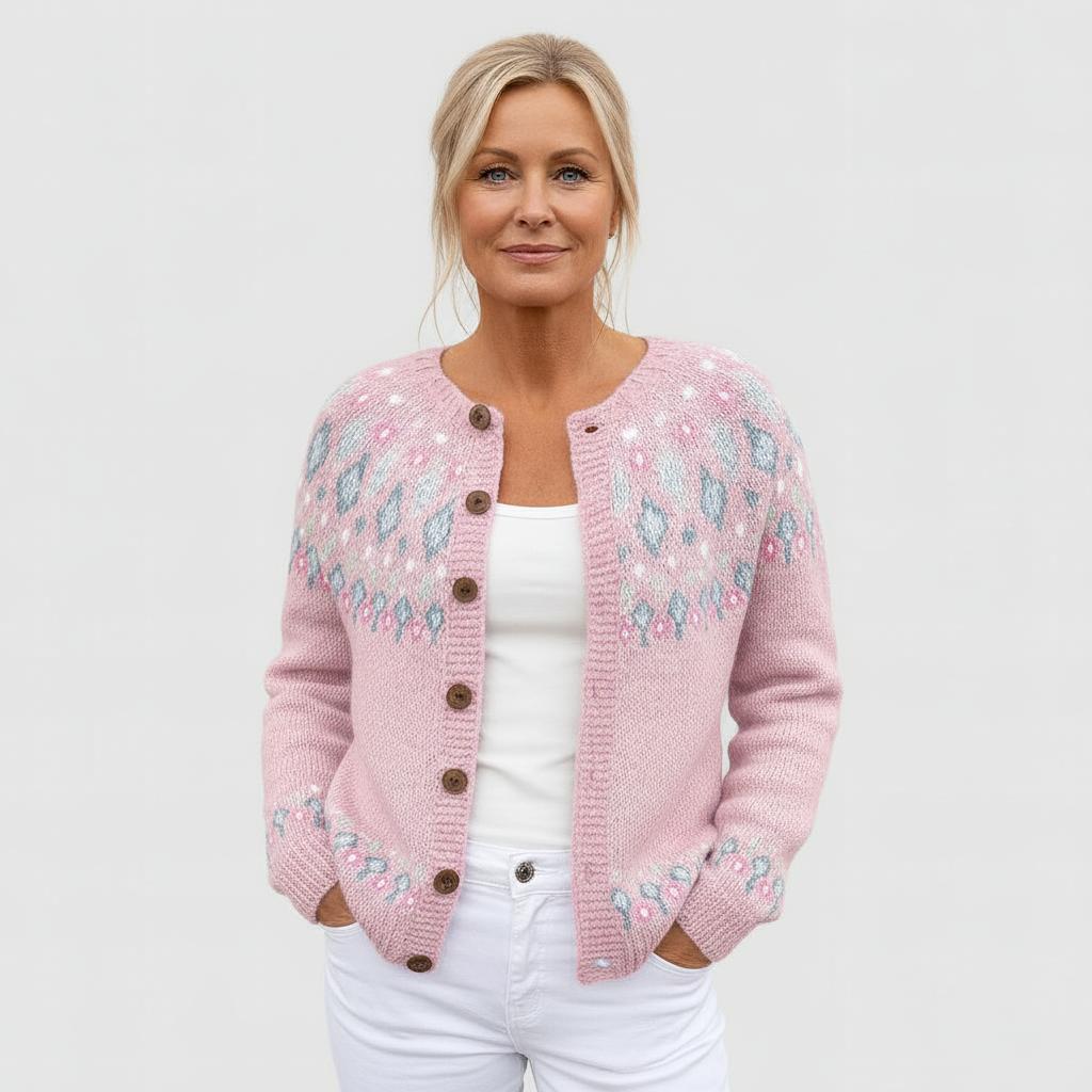 Elsa™ | Lösstickad Kofta med Mönster